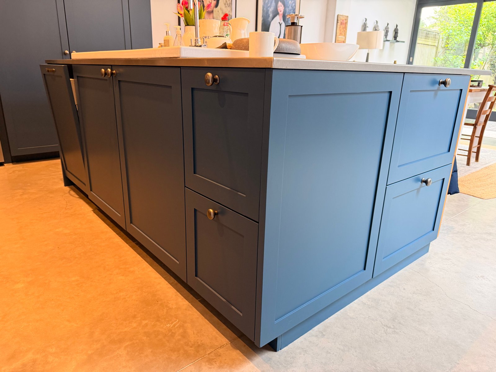 Finishworks kitchen cabinet spraying project - Wrentham before and after
